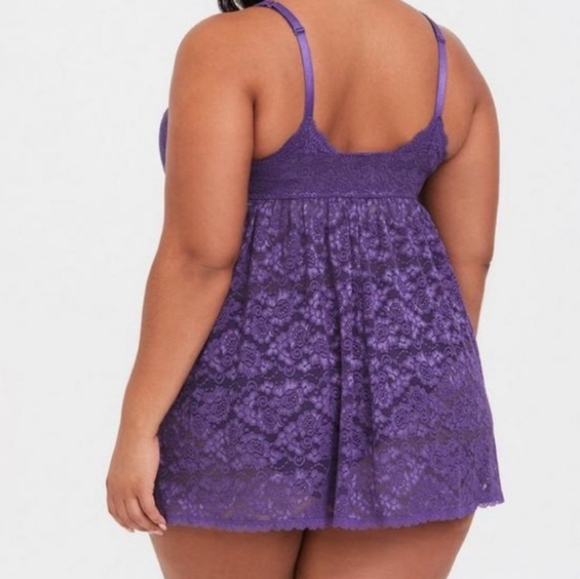 Torrid Simply Lace Babydoll - Purple Size 0/L/12 - Picture 2 of 12